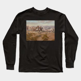 Native American Warriors Attacking The Settlers - Vintage Western American Art Long Sleeve T-Shirt